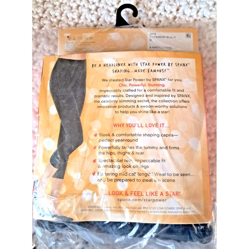 Star Power by Spanx Leggings Womens Size Medium Black Capri Tout & About Shaping